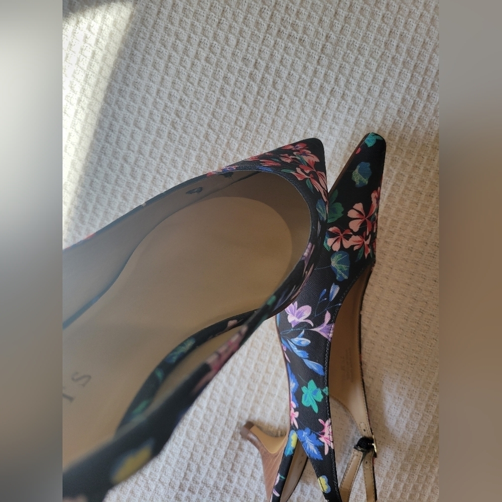 Talbots Women's Floral Slingback Heels - Black - Picture 8 of 11